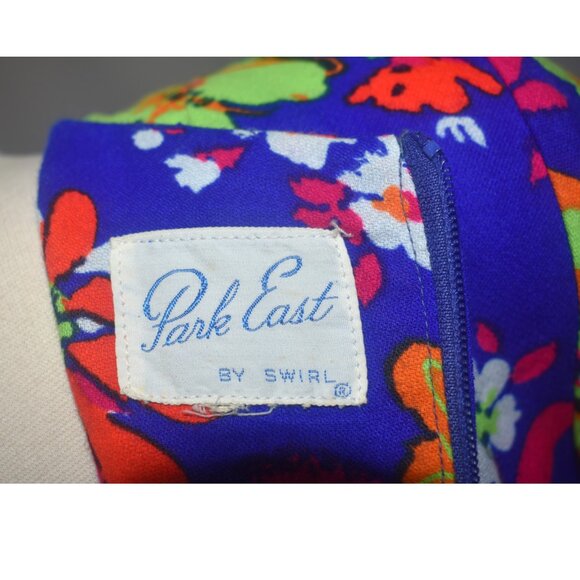 Vintage Maxi Dress Flower Power Print Long Sleeves 60s 70s Park East by Swirl M - Picture 4 of 9